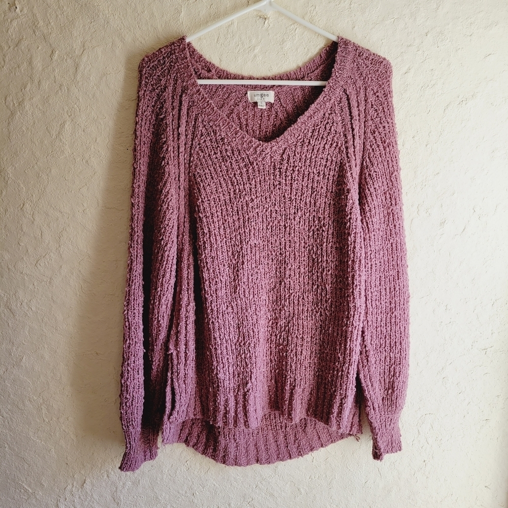 Umgee Mauve Pink Knit Oversized Sweater Side Split Small - Picture 3 of 14